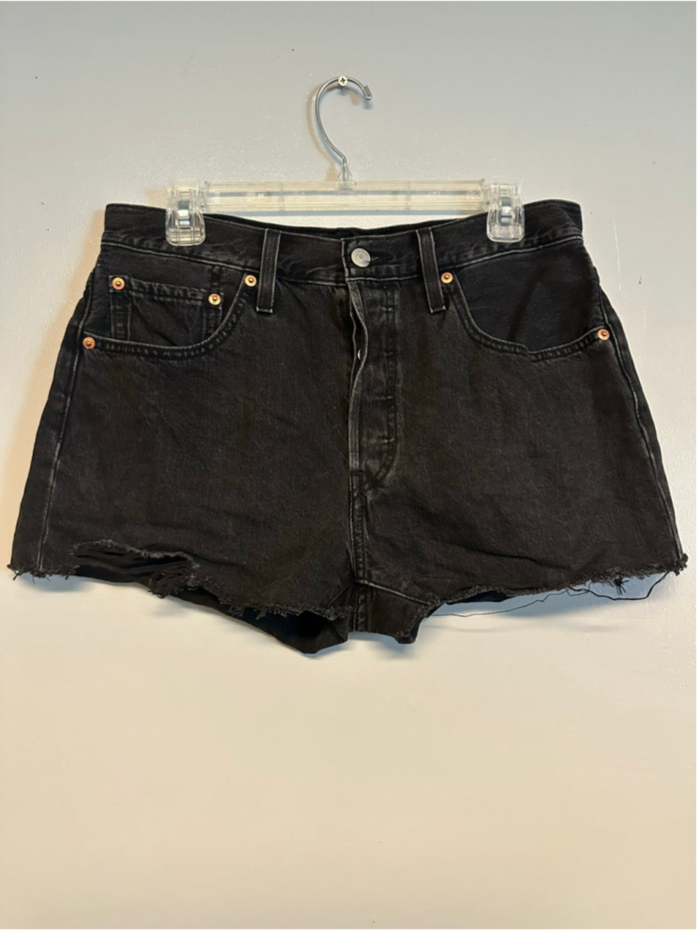 Levi's 501 Black Denim Jean Shorts Size 30 100% Cotton
